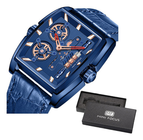 Relojes Impermeables De Cuero Mini Focus Business Color Del Bisel Azul