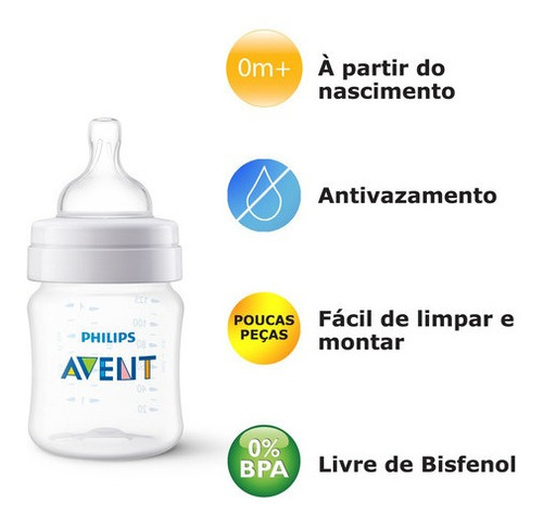 Kit 3 Mamadeiras Classic Anticólica 125/260/330ml Avent