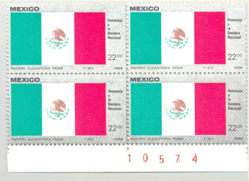Estampilla Bandera Nacional Tricolor  1985 Block De 4