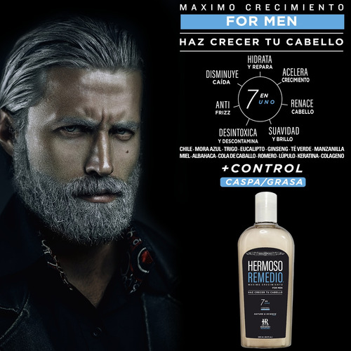 Imagen 3 de 8 de Shampoo Anticaida Crecimiento Caspa Reparador Hombre 7 En 1