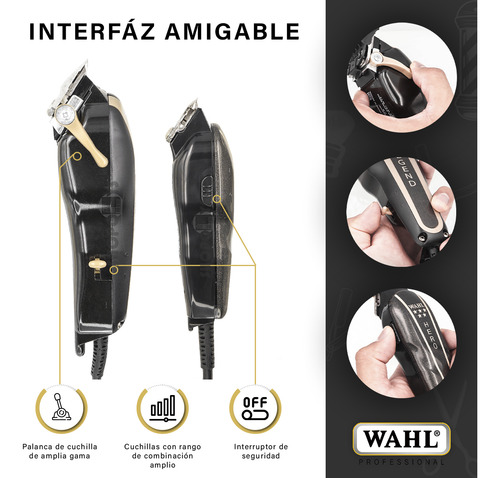 Wahl Barber Combo Profesional Cortadora Terminadora + Regalo Negro/dorado