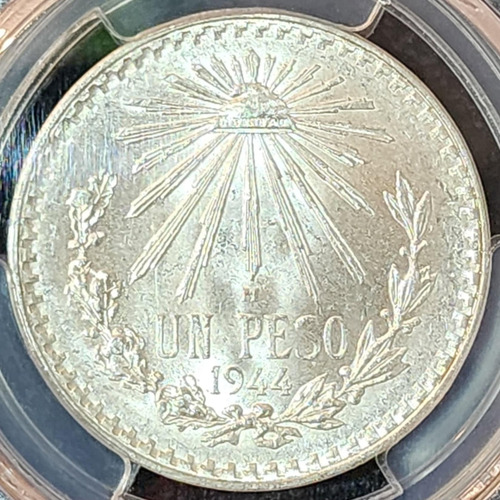 Un Peso Resplandor 1944 Certificada Por Pcgs Ms65