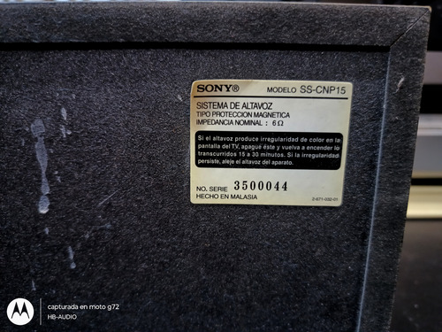Bafle Central Home Theatre Sony Muteki Ss-cnp15 Hbaudio Gris (Usado)