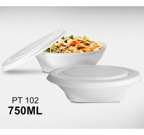 Plato Termico + Tapa Marmita 750ml Delivery Comida X 100u P