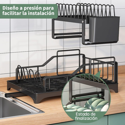 Escurridor Cubiertos Con Desagüe, Escurreplatos De 2 Niveles
