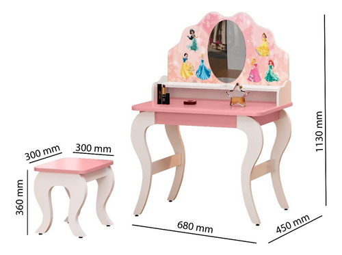 Jogo De Quarto Infantil Princesas Completo Com Penteadeira