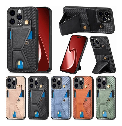 Capa Antichoque Com Suporte Em K Para iPhone, Com Cartão
