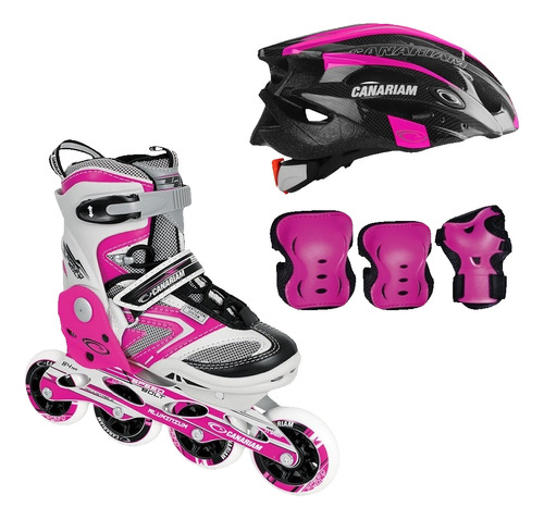 Combo Patines Canariam Bolt+ Casco Sonic + Kit C4 Canariam