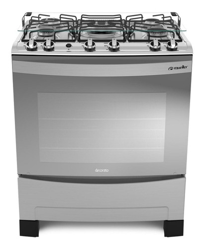 Imagen 1 de 2 de Cocina Mueller Decorato 5B gas envasado 5 hornallas inox 127V/220V puerta con visor 98L