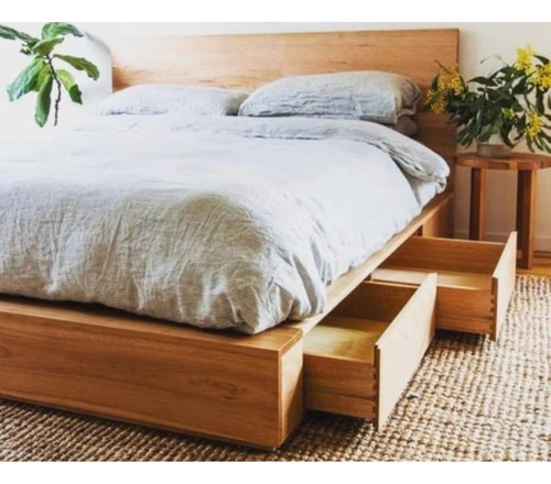 Cama Cumana King Madera Eucaliptus Clear