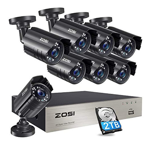 Zosi 8ch Full 1080p Hdtvi Sistema De Cámara De Seguridad 8 C