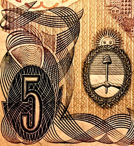 Billete Antiguo 5 Pesos Argentinos 1983-1985 (Usado)