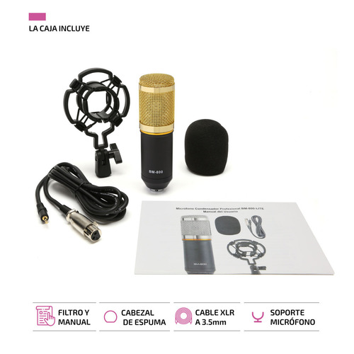 Micrófono OEM BM-800 condensador unidireccional negro/dorado