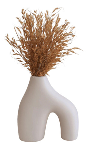 Vaso Em Cerâmica Minimalista Com Folhas Secas Moderno