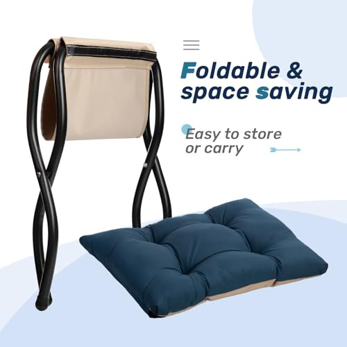 Taburete Reposapiés Plegable Tapizado, 15 Alto, Estructura M