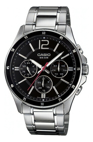 Reloj Casio Mtp-1374d-1avdf Cuarzo Hombre Color de la correa Plateado Color del bisel Negro Color del fondo Negro