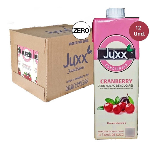 12x Suco De Cranberry Zero Juxx 1 Litro