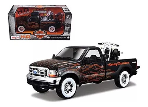 1:24 1999 Ford F-350 Super Duty 2002 Night Train Motocicleta