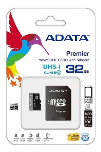 Memoria Micro Sdhc Adata 32 Gb C/adaptador Cl10