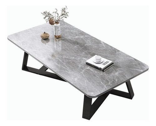 Mesa De Centro Moderna, Metálica Y Rectangular De 110cm