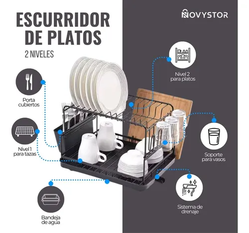 Secaplatos Escurridor Acero Inoxidable De 2 Niveles +drenaje