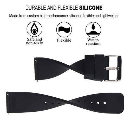 Correa Deportiva Lisa Con Hebilla Para Suunto 7 Negro 2.4 Cm