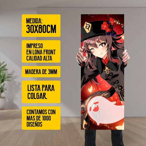 Cuadro Grande 30x80 Cm Genshin Impact Hu Tao Espiritu