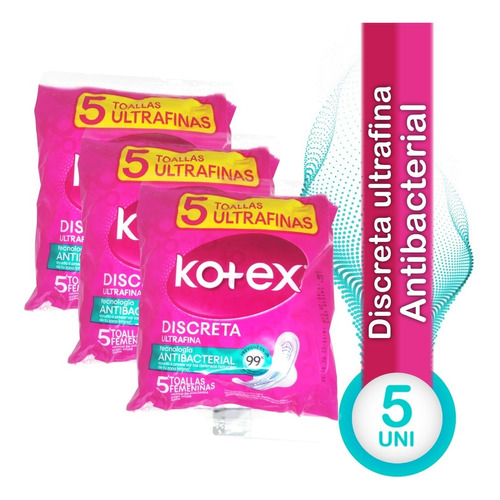 Toallas Sanitarias Ultrafina Flujo Abundante 5 Und Kotex