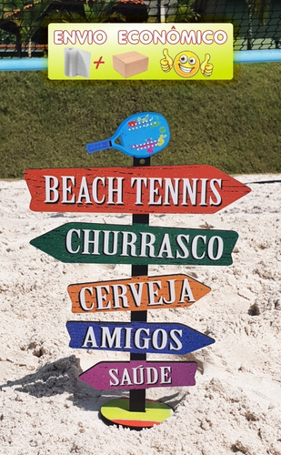 Placa Decorativa Setas Mdf Beach Tennis Envio Econômico