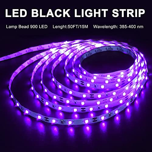 Tira De Luces Negras Led, Kit De 50ft/15m No Impermeabl...