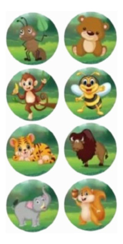 Pegatinas O Sticker Animales Salvajes Dibujo Animado(100pcs)