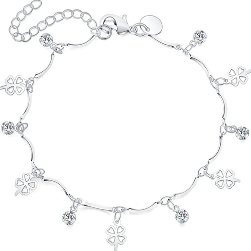 Pulsera De Plata 925 Trébol Dama Mujer Elegante