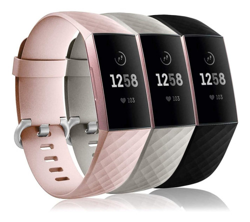 3 Mallas Para Reloj Fitbit Charge 3/4 Large Ps - Sg - B