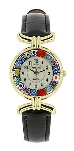 Reloj Glassofvenice Murano Glass Millefiori Con Correa De Cu