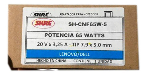 Imagen 4 de 4 de Cargador Para Notebook Lenovo/ibm Sh-cnf65-5