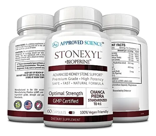 Approved Science Stonexyl - Soporte Herbario Para Cálculos Renales - 180 Cápsulas - Chanca Piedra - Alta Absorción - 3