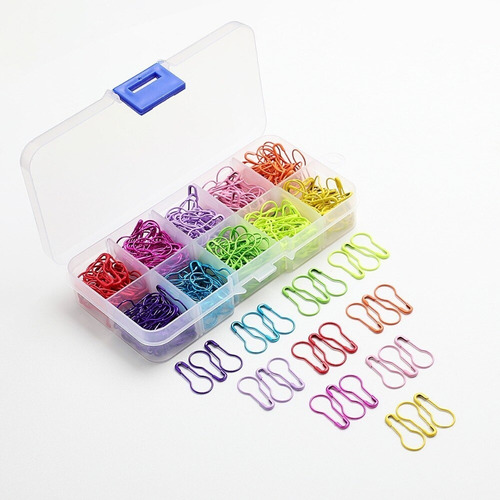 Imagen 3 de 7 de Set De 500 Alfileres De Gancho Metalicos De Colores Con Caja