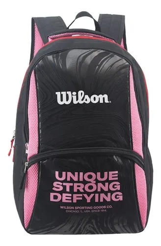 Mochila Porta Notebook Urbana Deporte Reforzada Wilson Mujer Color Negro  Diseño de la tela Liso