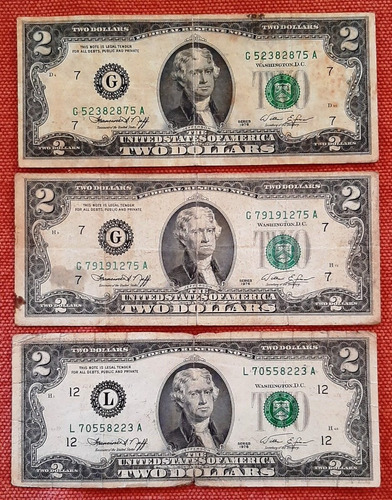 Billete 2 Dólares 1976 Estados Unidos Lote X3 