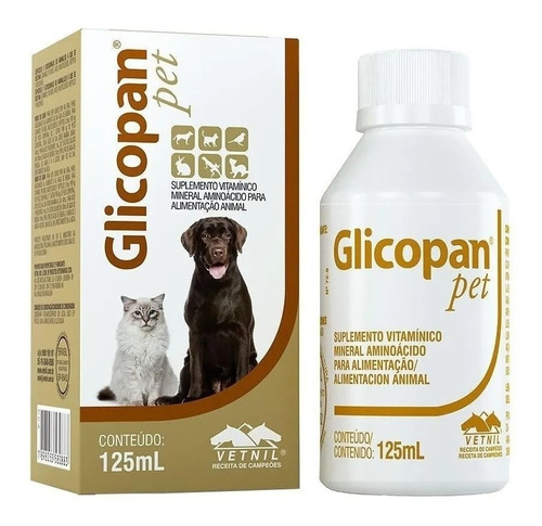 Imagem 1 de 2 de Glicopan Pet Suplemento Vitamínico Mineral Aminoácido 125ml