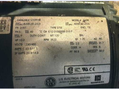 Imagen 3 de 3 de Motor Trifasico 10 Hp Marca Usa Americano