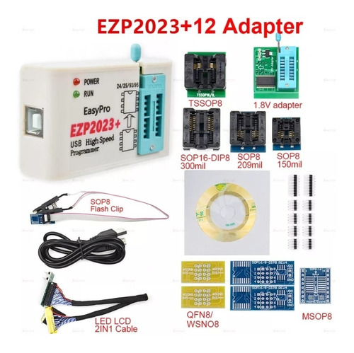 Grabador De Memoria Eeprom Y Bios Ezp2023 + 12 Adaptadores