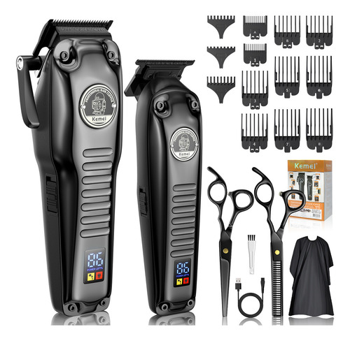 Kemei Combo Cortadora De Cabello + Terminadora Km-1827 Color Negro