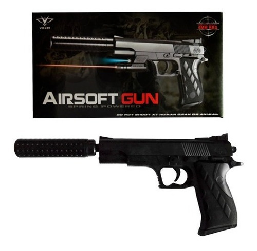 Kit Pistola Airsoft Gun 5 Accesorios Balines Plasticos 6mm