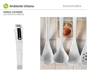 Cucharon De Sopa Silicona Simil Marmol 31 X 7cm