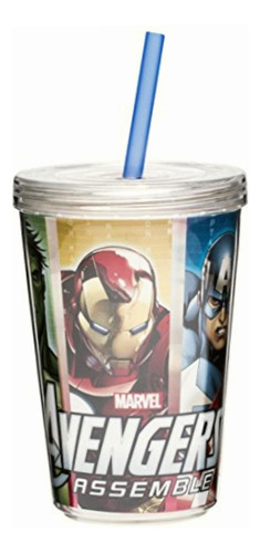 Zak Insulated Avengers Tumbler With Screw-on Lid And Straw Color Multi