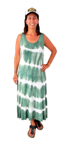 Imagen 3 de 8 de Vestido Batik Largo Verde