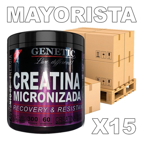 Promo Mayorista 15 Creatinas Micronizadas 300 Gramos Genetic