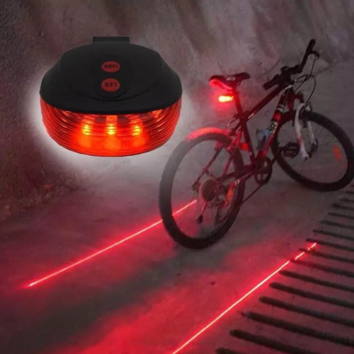 Imagen 2 de 6 de Luz Y Láser Trasero Para Bicicletas - Rojo