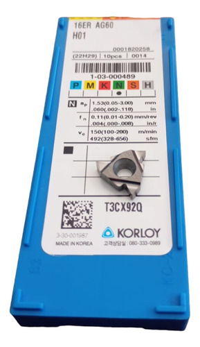 Inserto 16 Er Ag60 Inserto Especial Para Aluminio H01 10 Pcs
